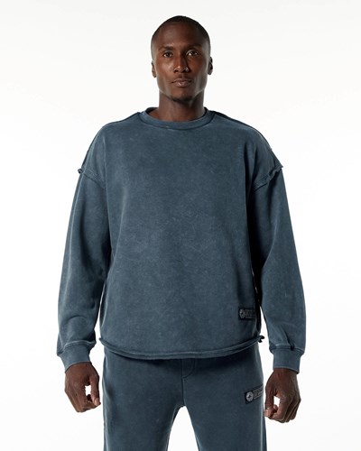 Alphalete Heavyweight Washed Terry Pullover Blå | CEGZ-27418
