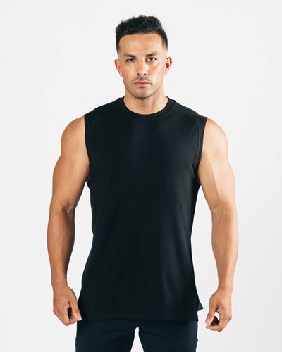 Alphalete High-Neck Premium Cutoff Svarta | KLQR-17523