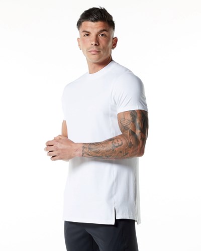 Alphalete High-Neck Premium Korta Sleeve Tee Vita | FEVQ-93540