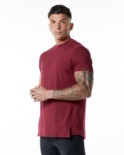 Alphalete High-Neck Premium Korta Sleeve Tee Röda | PHEX-08672