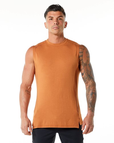 Alphalete High-Neck Premium Tank Camel | VQNU-54392