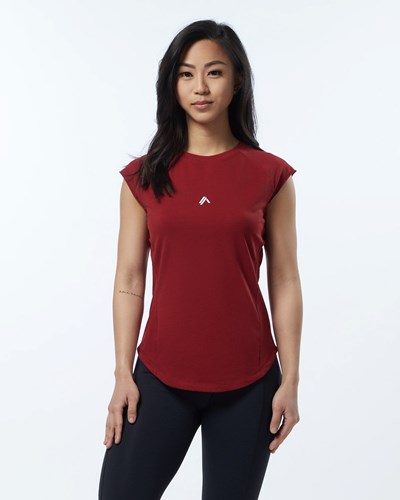 Alphalete High Performance Korta Sleeve Tee Röda | CRTY-67829