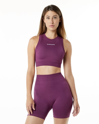 Alphalete High Performance Seamless Crop Bra Grape | WZNP-38924