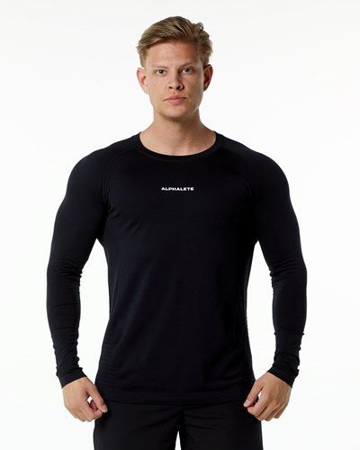 Alphalete High Performance Seamless Long Sleeve Tee Svarta | BKIV-24659
