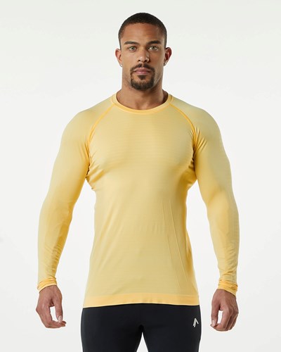 Alphalete High Performance Seamless Long Sleeve Tee Faded Honey | FOPA-08271