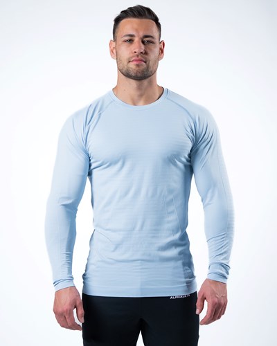 Alphalete High Performance Seamless Long Sleeve Tee Blå | RLFA-36174