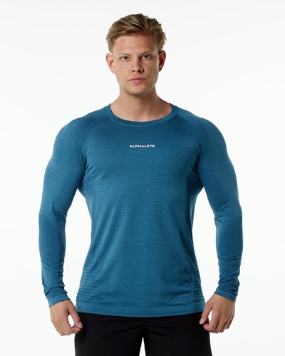 Alphalete High Performance Seamless Long Sleeve Tee Blå | WXJC-24165
