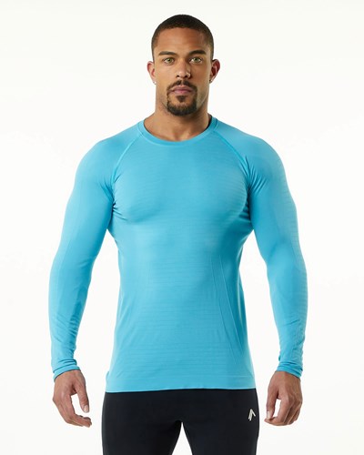 Alphalete High Performance Seamless Long Sleeve Tee Faded Ocean | XJWO-04153