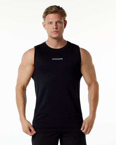 Alphalete High Performance Seamless Tank Svarta | FQWL-04978
