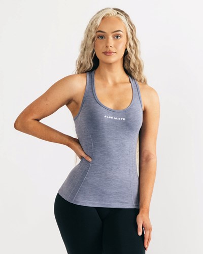 Alphalete High Performance Seamless Tank Blå | GBHR-89763