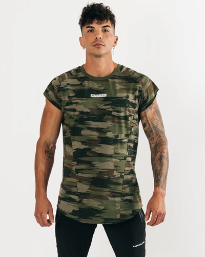 Alphalete High Performance Ärmlös Tee Olivgröna Camo | AFCU-52804
