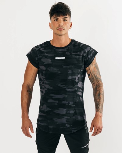 Alphalete High Performance Ärmlös Tee Svarta Camo | ACZF-82195