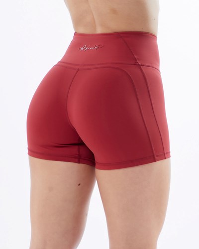 Alphalete High-Waisted Medium Compression 4" Korta Röda | VHKP-71629
