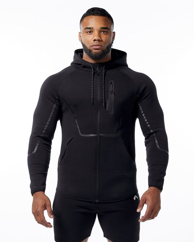Alphalete Interlock Knit Full-Zip Hoodie Svarta | CSAD-32875