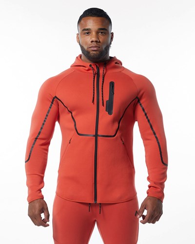 Alphalete Interlock Knit Full-Zip Hoodie Orange | JIPD-24530
