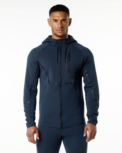 Alphalete Interlock Knit Full-Zip Hoodie Marinblå | KTVU-28109