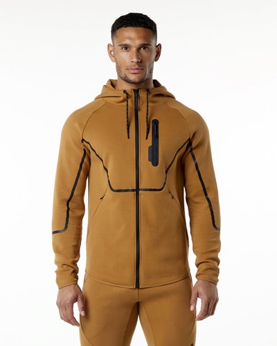 Alphalete Interlock Knit Full-Zip Hoodie Almond | XIQU-50279