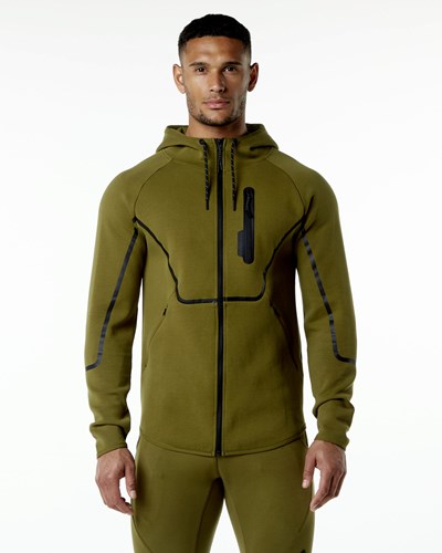 Alphalete Interlock Knit Full-Zip Hoodie Moss | XTBN-03271