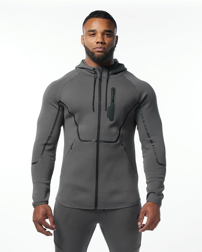 Alphalete Interlock Knit Full-Zip Hoodie Charcoal | ZJNB-70952