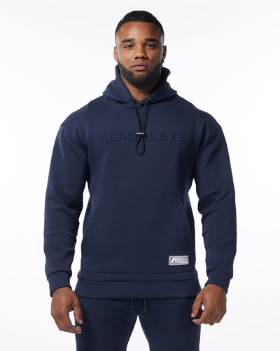 Alphalete Interlock Knit Hoodie Marinblå | NJUY-52719