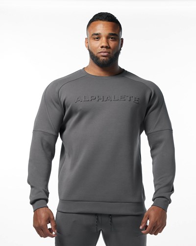 Alphalete Interlock Knit Pullover Charcoal | IWHC-32601