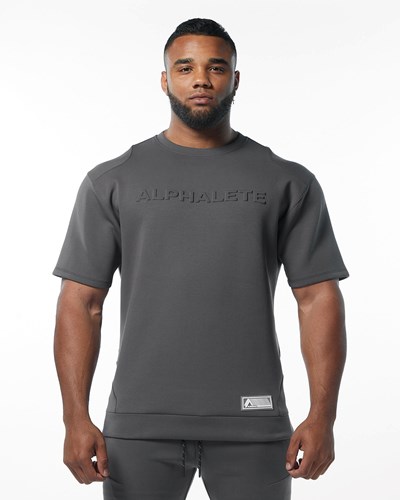 Alphalete Interlock Knit Pullover Charcoal | LGYZ-29671