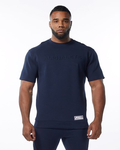 Alphalete Interlock Knit Pullover Marinblå | WGIB-26507