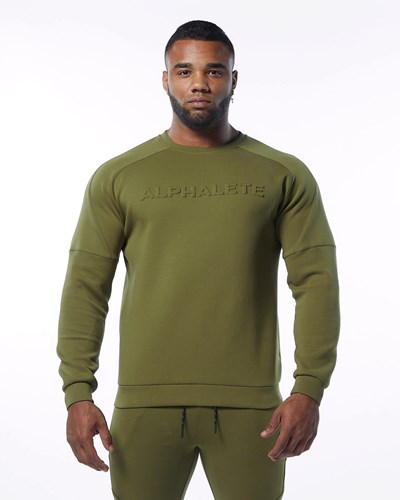 Alphalete Interlock Knit Pullover Olivgröna | HXUM-05249