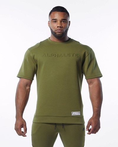 Alphalete Interlock Knit Pullover Olivgröna | HYEB-53809