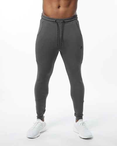 Alphalete Interlock Knit Zip Jogger Charcoal | AWJB-52986