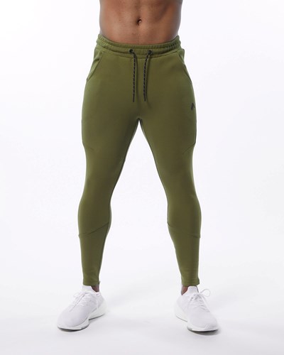 Alphalete Interlock Knit Zip Jogger Olivgröna | FDQV-72960
