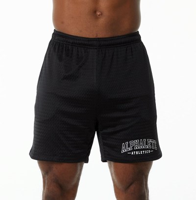 Alphalete Luxury Fodrade 4-Way Stretch Mesh Korta Svarta | QGDZ-45781