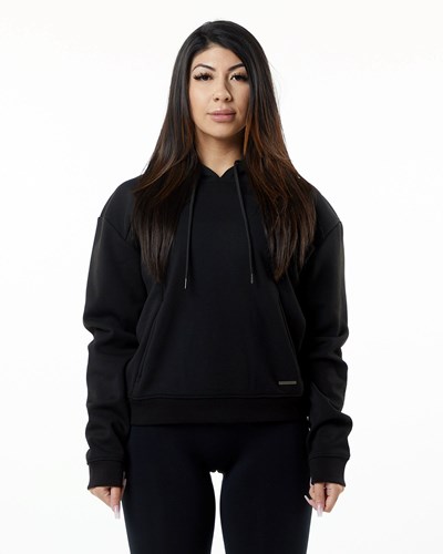 Alphalete Luxury Velvet Fodrade Hoodie Svarta | NAWP-51679