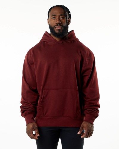 Alphalete Luxury Velvet Fodrade Hoodie Vinröda | FMRB-58019