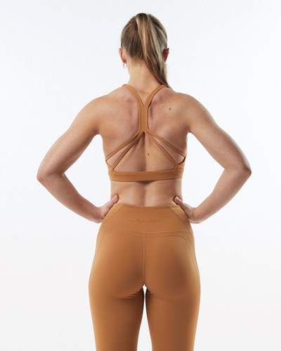 Alphalete Medium-Support Rem Open Back Sports Bra Chestnut | GRTI-56419
