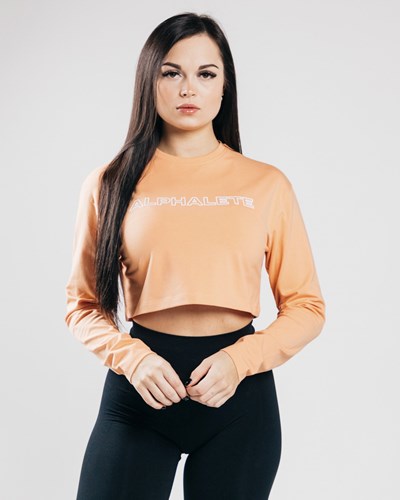 Alphalete Oversized Performance Long Sleeve Crop Orange | FIEA-93587