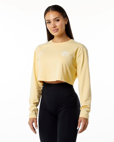 Alphalete Oversized Performance Long Sleeve Crop Daffodil | HFSW-28103