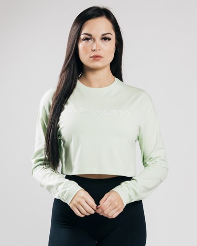 Alphalete Oversized Performance Long Sleeve Crop Frozen Spring | KQMA-36049