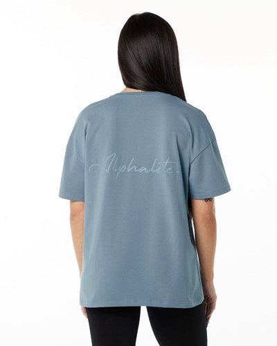 Alphalete Performance Korta Sleeve Blå | BKYH-79805