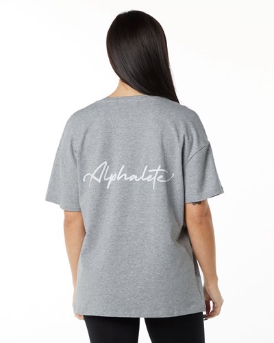 Alphalete Performance Korta Sleeve Grå | VUOD-56127