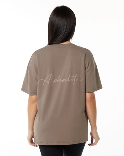 Alphalete Performance Korta Sleeve Mocha | OYIE-62159