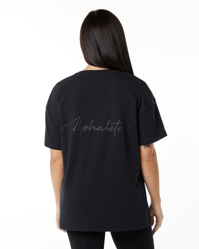 Alphalete Performance Korta Sleeve Svarta | XORM-73280