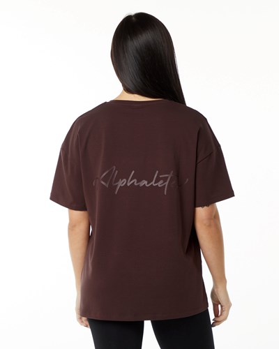 Alphalete Performance Korta Sleeve Vinröda | UIZF-97265