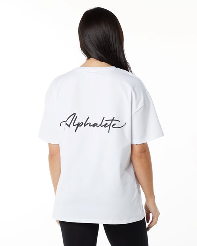 Alphalete Performance Korta Sleeve Vita | ELKB-47925