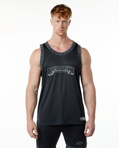 Alphalete Relaxed Fit Jersey Svarta | LEGD-87260