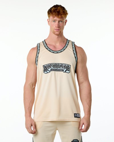 Alphalete Relaxed Fit Jersey Tan | JUIT-49132