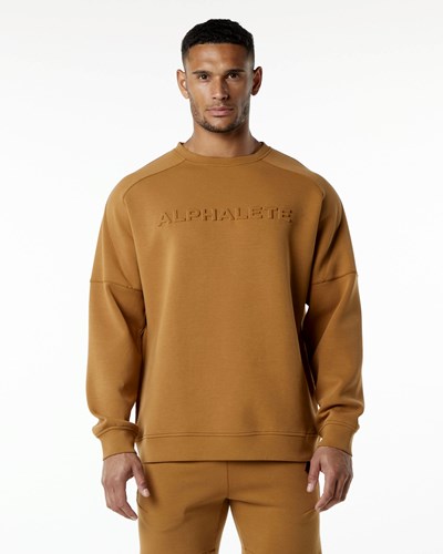 Alphalete Relaxed Interlock Knit Pullover Almond | ATQF-79342