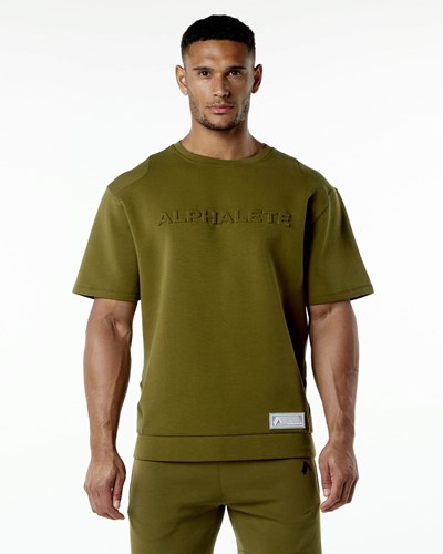Alphalete Relaxed Interlock Knit Pullover Moss | MQRZ-52478