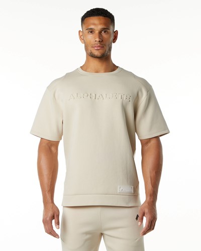 Alphalete Relaxed Interlock Knit Pullover Vanilla | NUYQ-70465