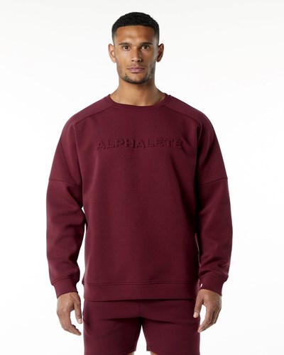 Alphalete Relaxed Interlock Knit Pullover Vinröda | QORI-47680